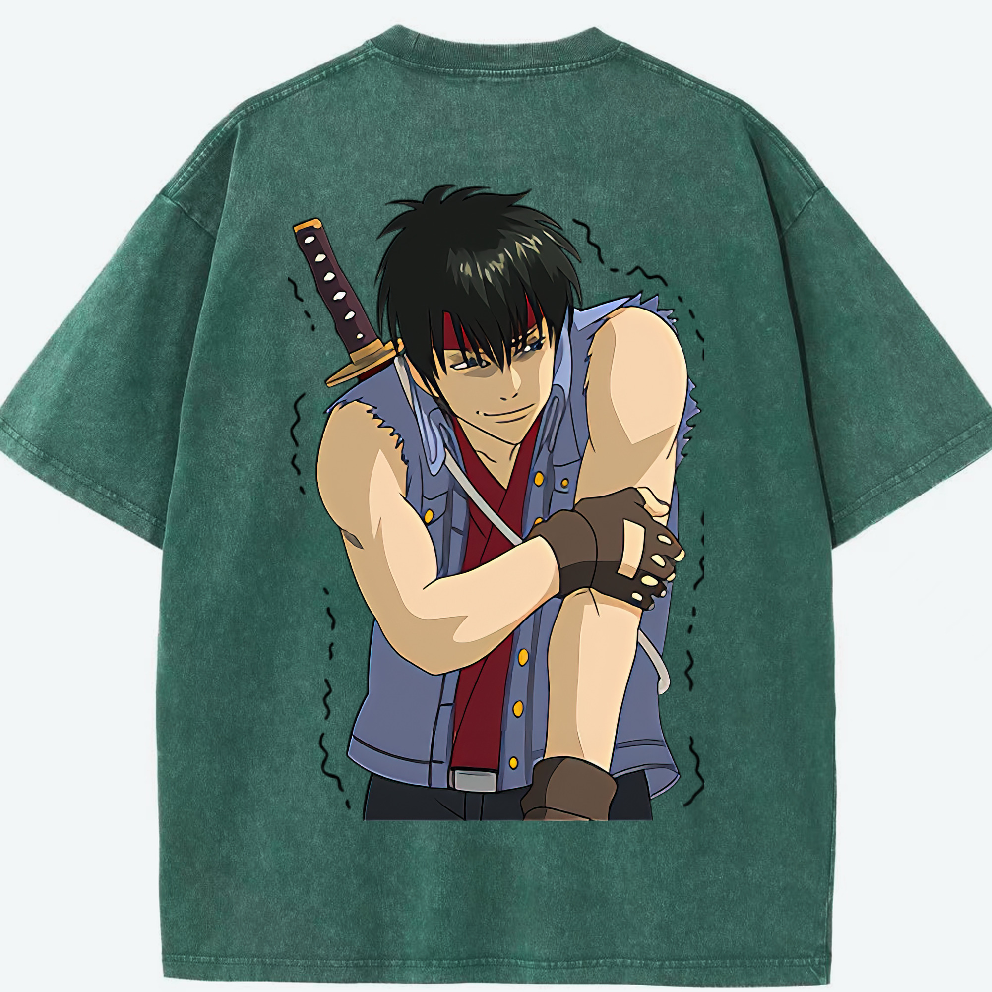 （画像用） ぎんたま 坂田銀時（さかたぎんとき） 神楽 志村新八（しむら しんぱち） GINTAMA Sakata Gintoki Kagura Shimura Shinpachi 綿100% ヴィンテージ風 半袖Tシャツ（背面プリント）